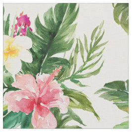 Tela de patrón de flores tropicales acuarela