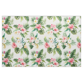 Tela de patrón de flores tropicales acuarela