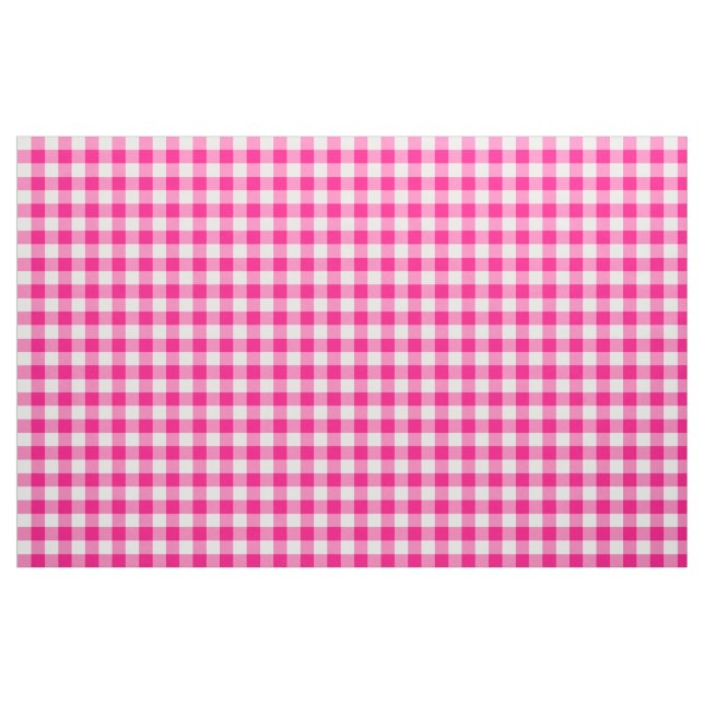 Tela de patrón de Gingham rosa caliente ("Cuarto gordo" (fat quarter))