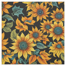 Tela de Patrón de Girasol de Medianoche | Flores D