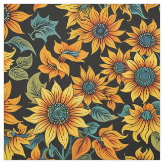 Tela de Patrón de Girasol de Medianoche | Flores D