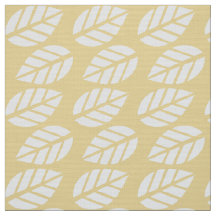 tela de patrón de hojas blancas amarillas