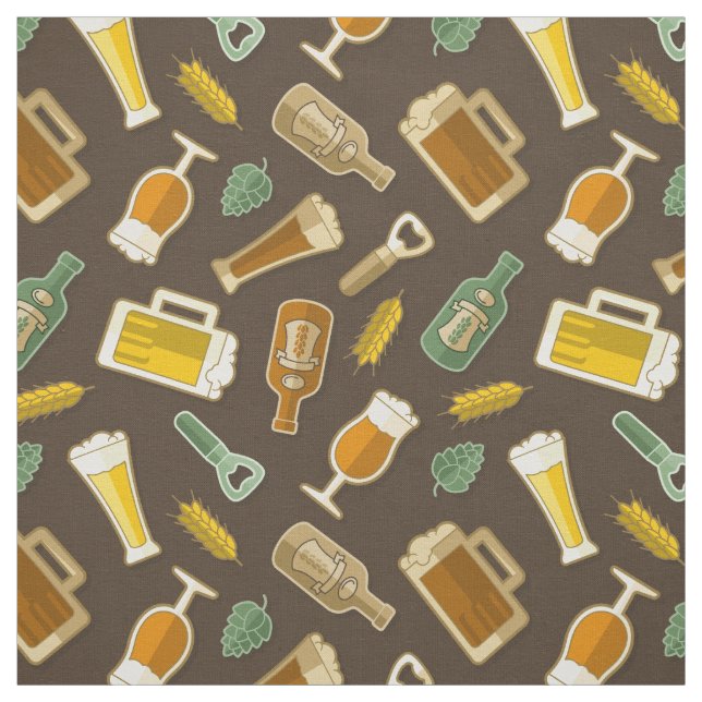 Tela de patrón de iconos de cerveza (Retal)