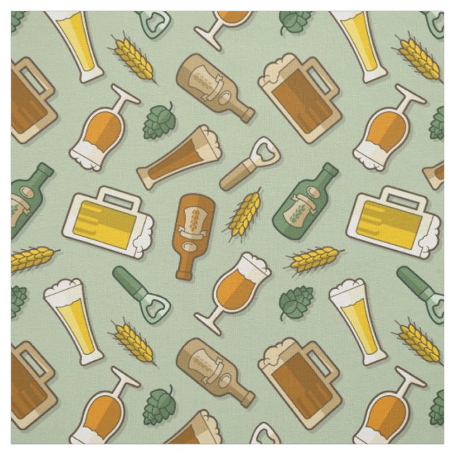 Tela de patrón de iconos de cerveza (Retal)