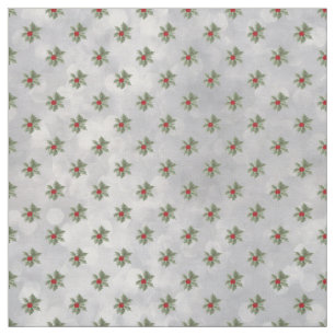 Tela de patrón de invierno Holly Berry