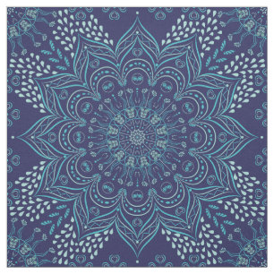 tela de patrón de manala azul y verde azulada de l