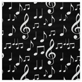 tela de patrón de notas de música blanca negra