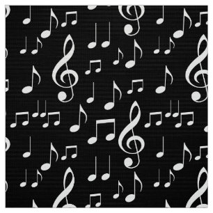 tela de patrón de notas de música blanca negra