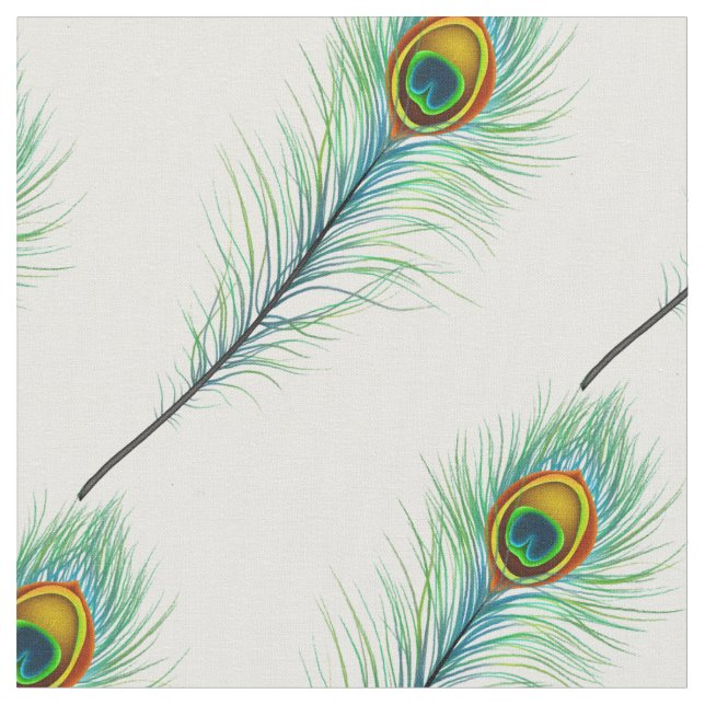Tela de patrón de plumas de pavo real (De cerca)