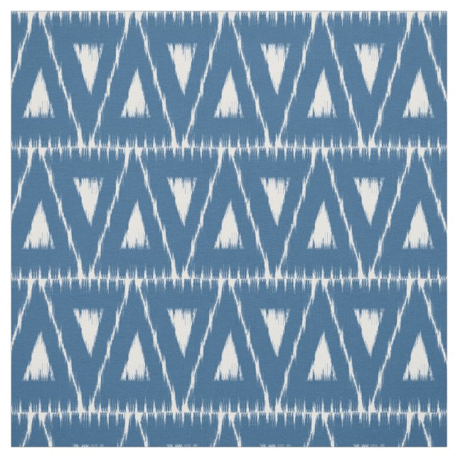 Tela de patrón de triángulos de ikat azul (Retal)