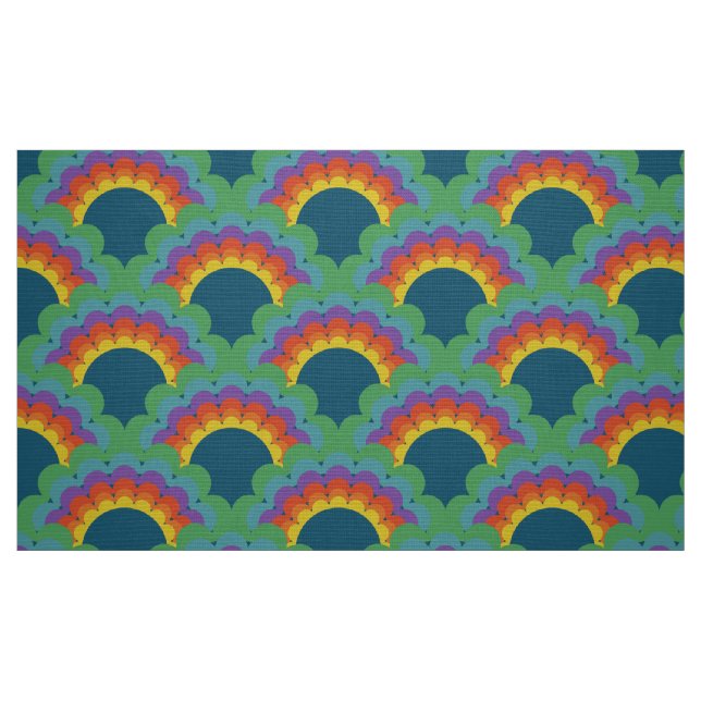 tela de patrón de vieira retro 60 s 70 ("Cuarto gordo" (fat quarter))