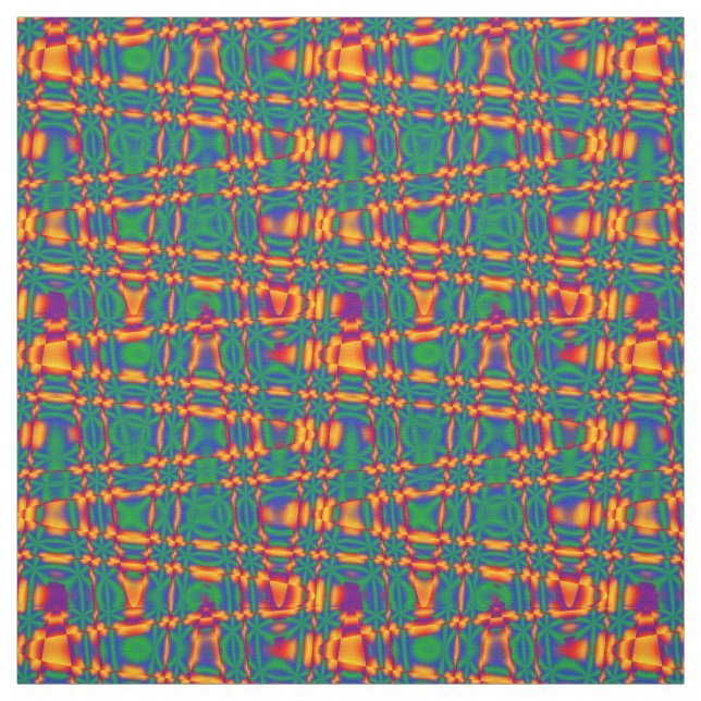 Tela de patrón de zigzag azul verde de llama roja  (Retal)