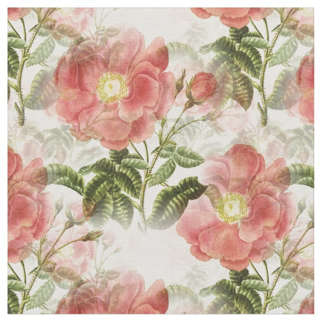 Tela de patrón floral de camellia rosa (De cerca)