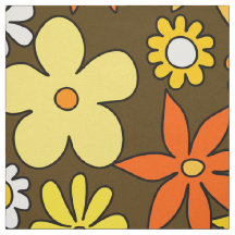 Tela de patrón floral estilo de los años 1970