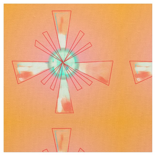 Tela de >patrón geométrico naranja/rojo/verde (De cerca)