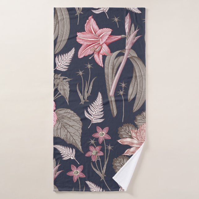 Tela de patrón sin inconvenientes. Set Amaryllis W (Toalla de baño)