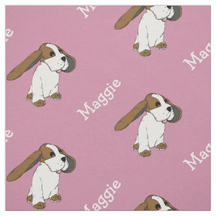 Tela de Perro Beagle con Nombre Rubor Rosa por Yar