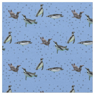 Tela de pingüinos burbujeantes (azul claro)
