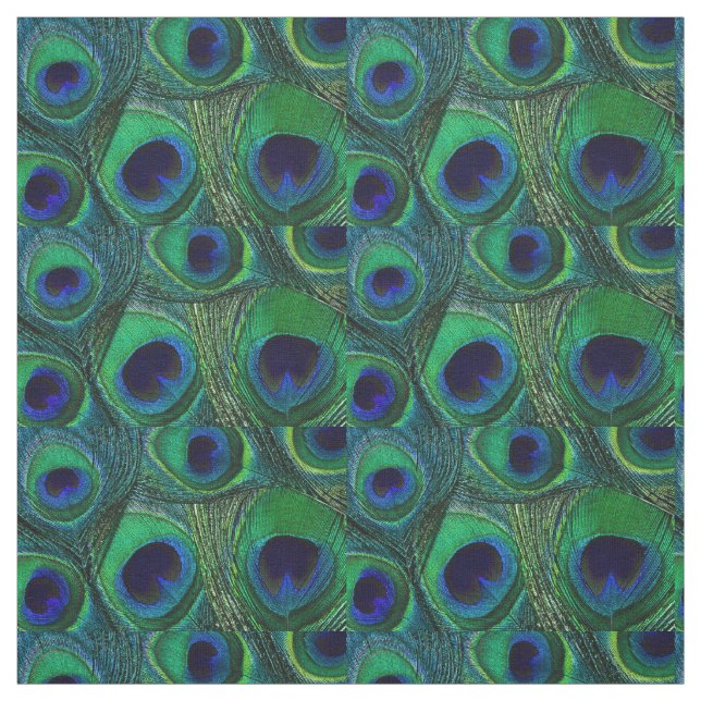 Tela de plumas de pavo real - Marina azul verde Ve (Retal)