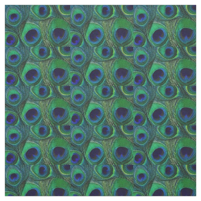 Tela de plumas de pavo real - Marina azul verde Ve (Retal)