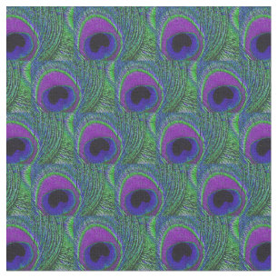 Tela de plumas de pavo real - Negro violeta verde