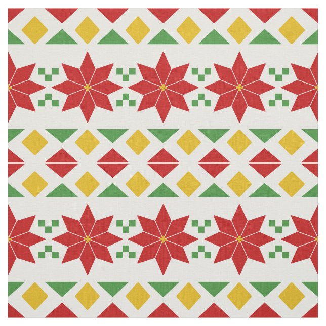Tela de Poinsettias de Navidad (Retal)