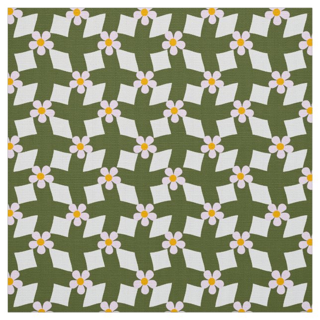 Tela de poliéster con estampado floral abstracto e (Retal)