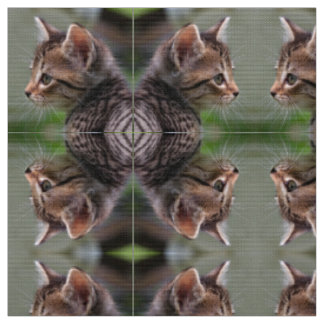 Tela de popelina de poliéster espejada de gatito l