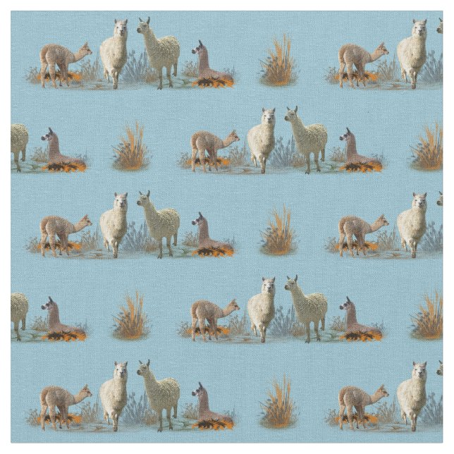 Tela de prado de llama (turquesa claro) (De cerca)