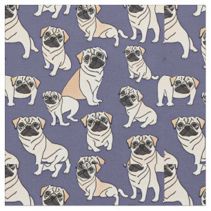 Tela de Pug Adorable sobre fondo azul