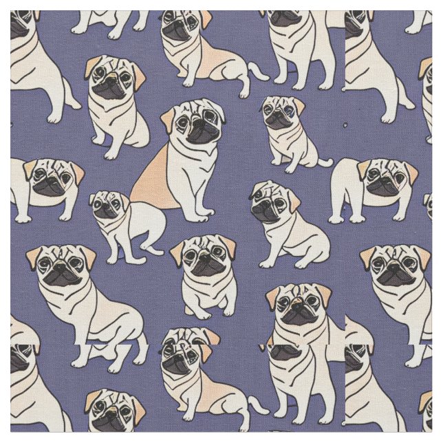 Tela de Pug Adorable sobre fondo azul (De cerca)
