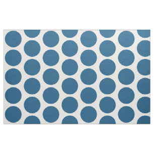 Tela de puntos de polka azul blanco grande
