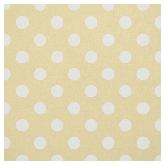 Tela de puntos de polka blanco amarillo (Retal)