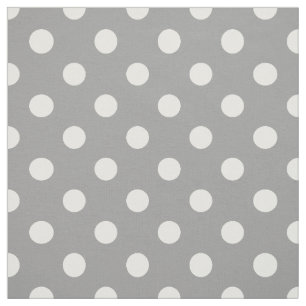 Tela de puntos de polka blanco gris