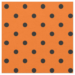 Tela de puntos de polka negro/naranja