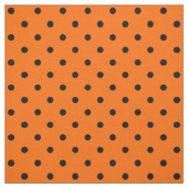 Tela de puntos de polka negro/naranja