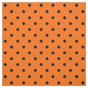 Tela de puntos de polka negro/naranja