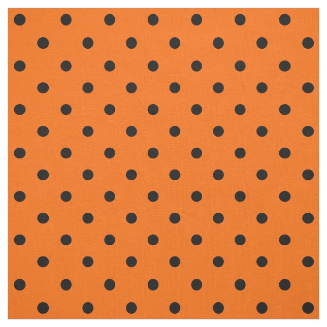 Tela de puntos de polka negro/naranja (Retal)