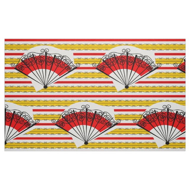 Tela de raya de abanico español estampado grande ("Cuarto gordo" (fat quarter))