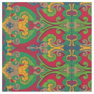 Tela de Remolinos en Negrita (Verde y Rojo)