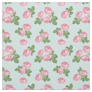Tela de Rosas de Té Shabby Chic Rosa y Azul
