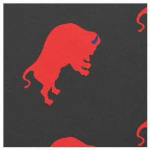 Tela de toros rojos, negro