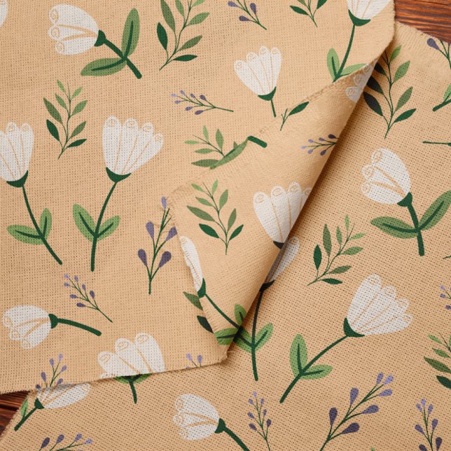 Tela de vainilla con flores blancas suaves (Subido por el creador)