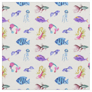 Tela de vida marina, océano, peces, pulpo