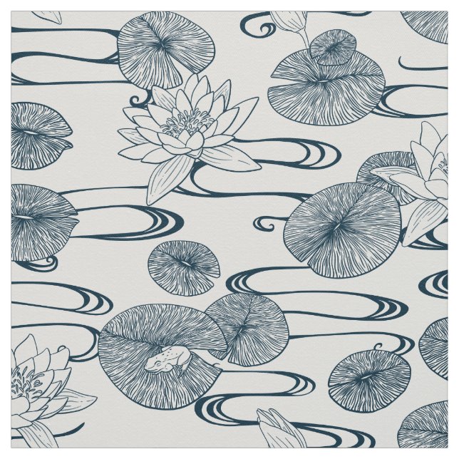 Tela de Waterlily Pond White Waterlilies (Retal)
