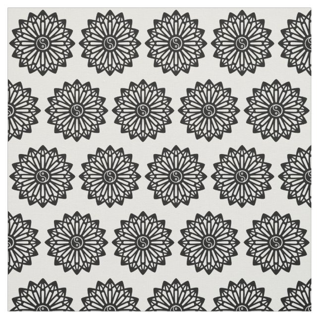 Tela de Yin Yang - negro, blanco (Retal)