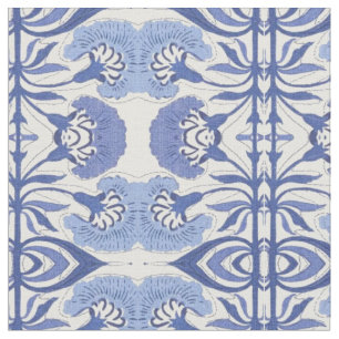 Tela Decoración de repetición de chinoiserie azul Fabri