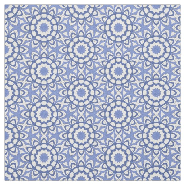 Tela Decoración repetida de círculo de chinoiserie azul (Retal)