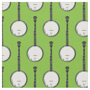 Tela Decoración verde de música banjos