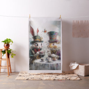 Tela Decoupage Whimsical Rabbits en Alice Wonderland